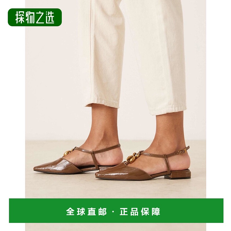 1h可退 香港直邮ASOS 女士 Lockhart chisel 设计鞋头边露跟橄榄