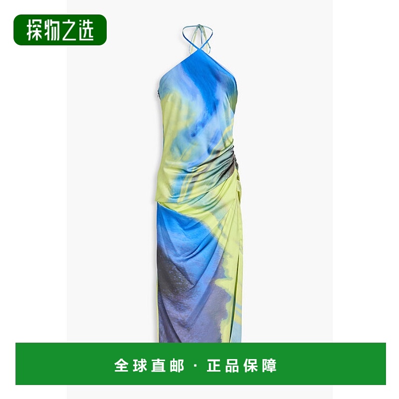 香港直邮Simkhai 女士 Hansel 印花缎面挂脖中长连衣裙 1241077PR