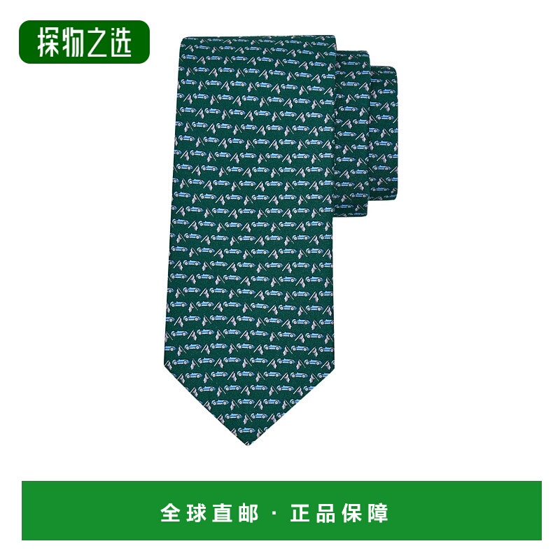 香港直邮Salvatore Ferragamo 赛车印花领带 351363菲拉格慕真丝
