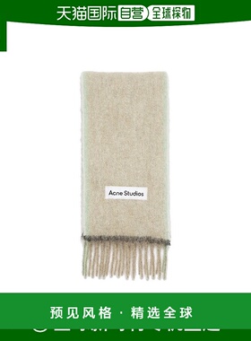 欧洲直邮ACNE STUDIO 23新款 女士米色/灰色马海毛混纺格纹围巾