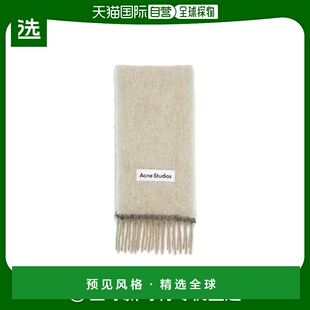 欧洲直邮ACNE STUDIO 23新款 女士米色/灰色马海毛混纺格纹围巾