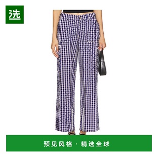 1h可退 香港直邮Danielle Guizio 女士 Adrian 方格棉布裤子 S252