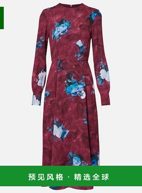 1h可退 香港直邮Erdem 女士 crêpe 花朵中长连衣裙 red红色 舒适