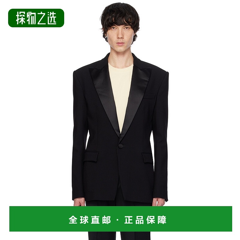 1h可退 香港直邮Balmain 巴尔曼 男士 黑色戗驳领西装外套 CH1SE0