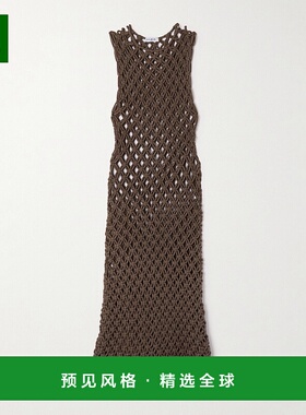 1h可退 香港直邮Alaïa 女士 流苏边棉混纺中长连衣裙 AA9R2675K09