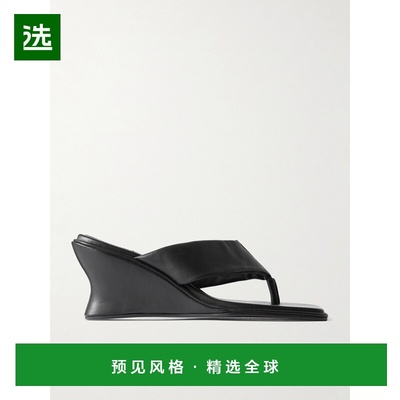 1h可退 香港直邮ST.AGNI 女士 皮质坡跟凉鞋 S25101BLKBlack