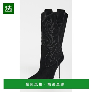 1h可退 香港直邮Paris Texas 女士 Lidia 105mm 西部风格刺绣靴子