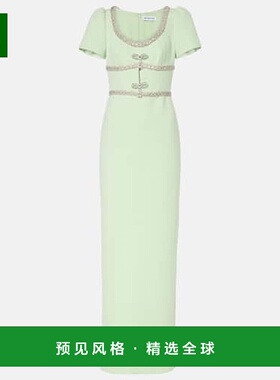 1h可退 香港直邮Self-Portrait 女士 crêpe 精饰睡裙 green绿色