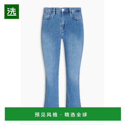 1h可退 香港直邮Frame Denim 女士 Le 短款迷你靴形高腰小喇叭牛