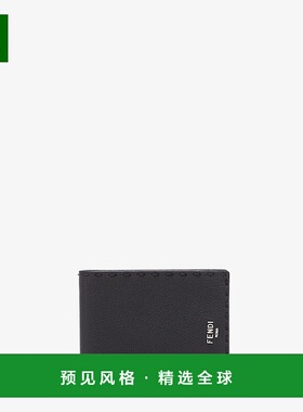 1h可退 欧洲直邮FENDI（2025）Selleria钱包 - 黑色皮革双折钱包