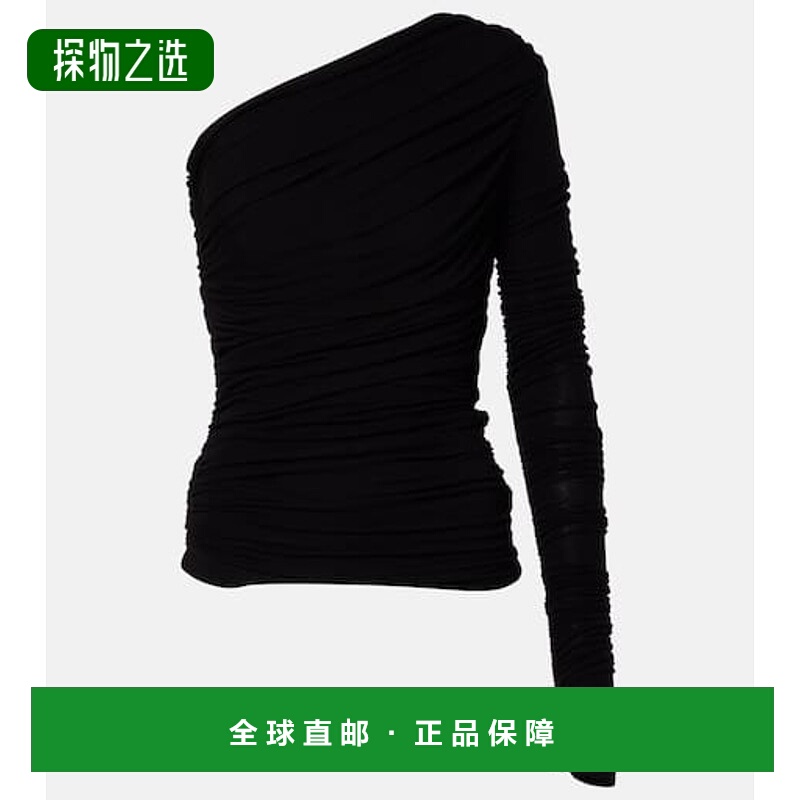 香港直邮AGOLDE 女士 Annette 不对称褶皱上衣 black黑色 舒适时