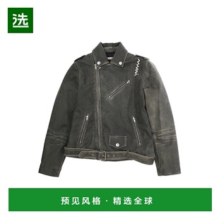 香港直邮Marni 玛尼 女童 Front 黑色磨破质感徽标皮革夹克(Boy)