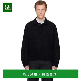 1h可退 香港直邮Studio Nicholson 男士 黑色 Dune Knit Polo 衫