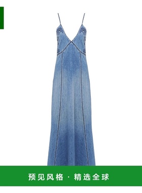香港直邮Chloe 长款喇叭牛仔连衣裙长裙 C24SDR01152