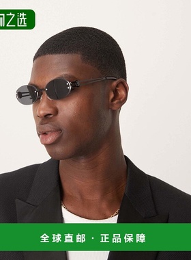 1h可退 香港直邮ASOS 男士 festival 设计椭圆形无框烟灰色镜片金