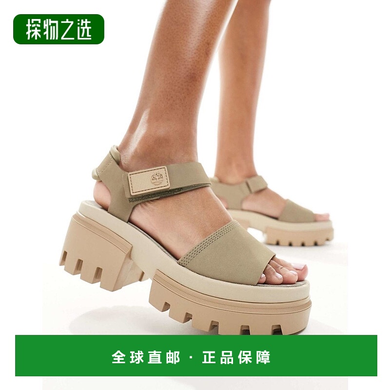 香港直邮Timberland 天伯伦 女士 Everleigh 防水台石头色凉鞋