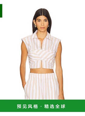 香港直邮Simkhai 女士 Emie 短款方形袖上衣 4252058CAPSTRIPE