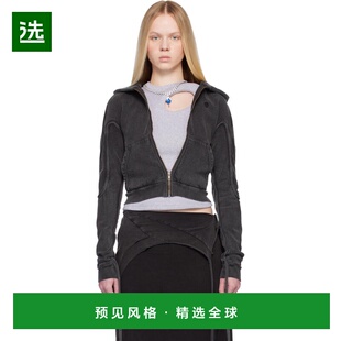 1h可退 香港直邮Ottolinger 女士 黑色 Fitted Zip 连帽衫 115602