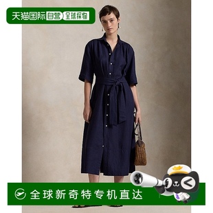 Polo真丝混纺束带衬衫 欧洲直邮RalphLauren拉夫劳伦 裙亚麻