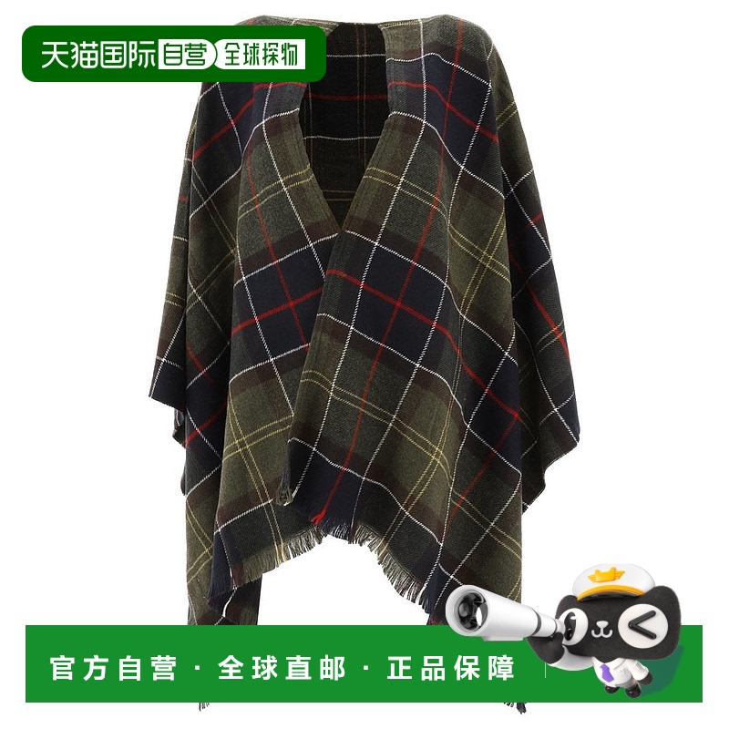 1h可退 香港直邮Barbour巴伯尔 女士格纹磨边饰边披肩