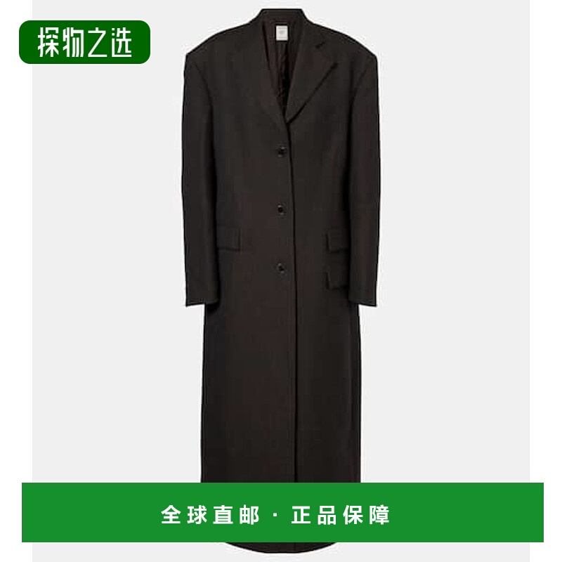 香港直邮Calvin Klein Collection 女士 Brooke 条纹羊毛大衣