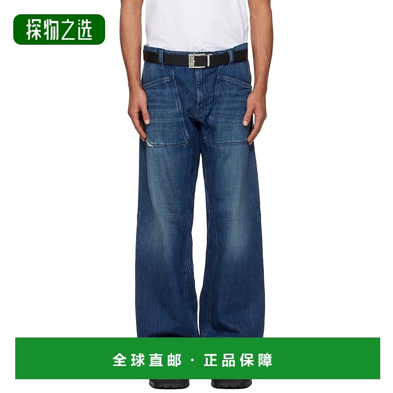香港直邮Diesel 迪赛 男士 海军蓝 Relaxed D-Zeta 牛仔裤 A16296