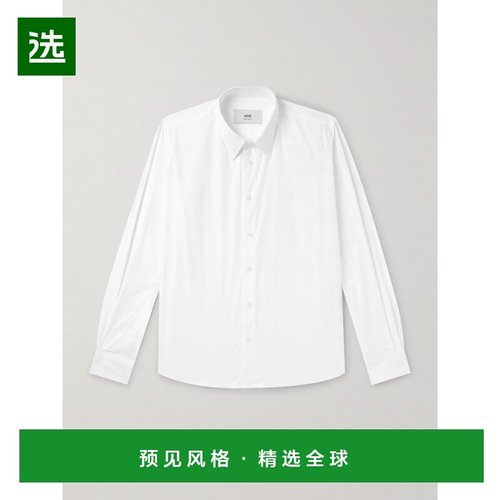 1h可退 香港直邮Ami Paris 男士 Logo刺绣棉质府绸衬衫 BFHSH061C