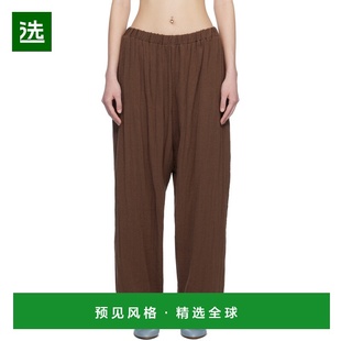 1h可退 香港直邮Baserange 女士 棕色 Crinkle Linen Folio 长裤