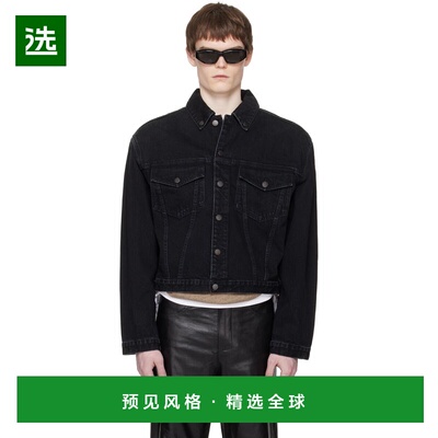 香港直邮Entire Studios 男士 黑色 Shrunken 牛仔夹克 ESUS25110