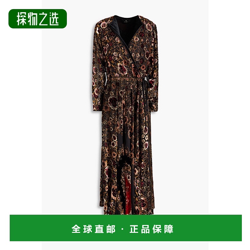 香港直邮Etro 艾特罗 女士 裹式德沃尔天鹅绒长款连衣裙 19005508