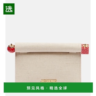 香港直邮Jacquemus 帆布手包 女士 Carré beige米色 Rond 1h可退