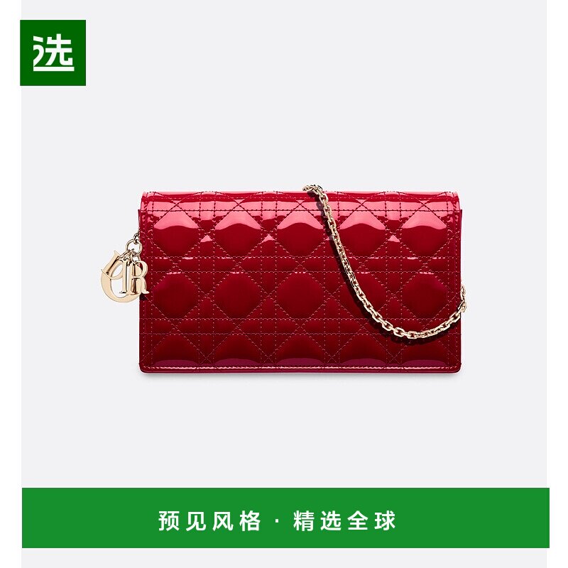 欧洲直邮Christian Dior克里斯汀&middot;迪奥Lady Dior手提包红色漆皮