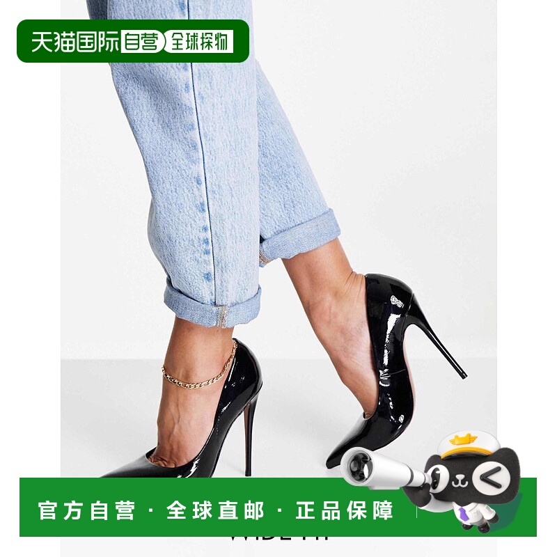 1h可退 香港直邮ASOS 女士 Passion 设计宽版超细跟浅口鞋(黑色)