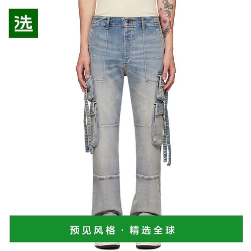 香港直邮AMIRI 男士 蓝色 Tactical 工装裤 AMDNCG1007直筒裤
