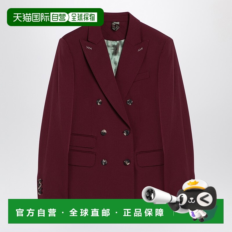 1h可退 香港直邮MaxMara 麦斯玛拉 女士 酒红色双排扣羊毛夹克 OL