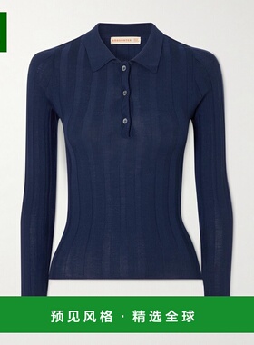 1h可退 香港直邮DAUGHTER 女士 罗纹羊毛Polo衫 WL20248DARKNAVY