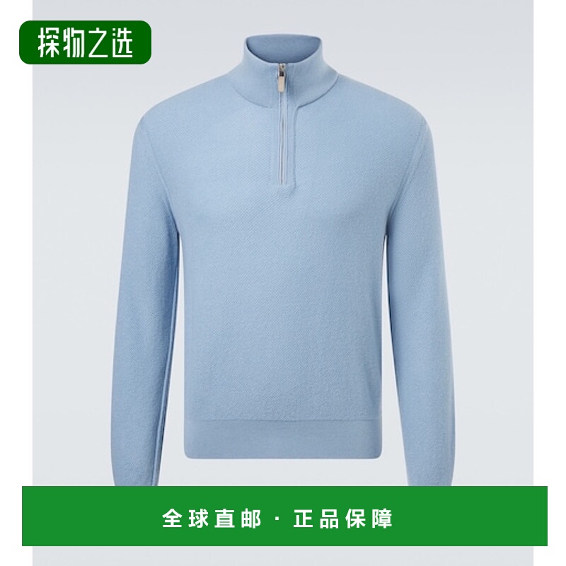 香港直邮zegna 杰尼亚 男士 羊绒半高领毛衣 blue蓝色 舒适时尚