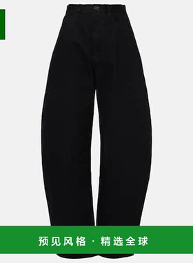 1h可退 香港直邮Alaïa 女士 Barrel-leg 牛仔裤 black黑色 舒适时