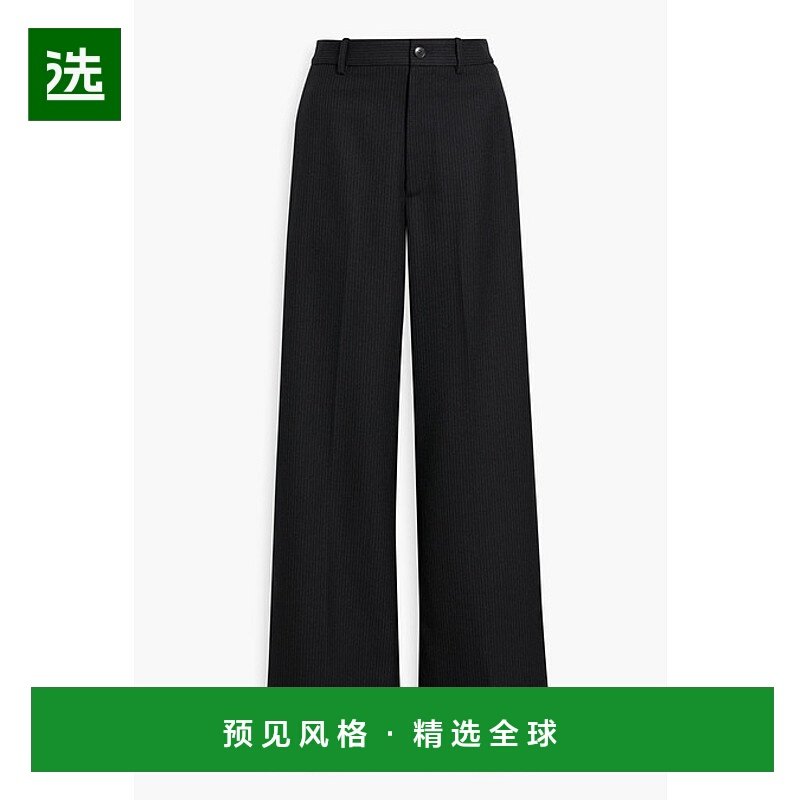 1h可退 香港直邮NILI LOTAN 女士 Johan 细条纹羊毛/斜纹布阔腿裤