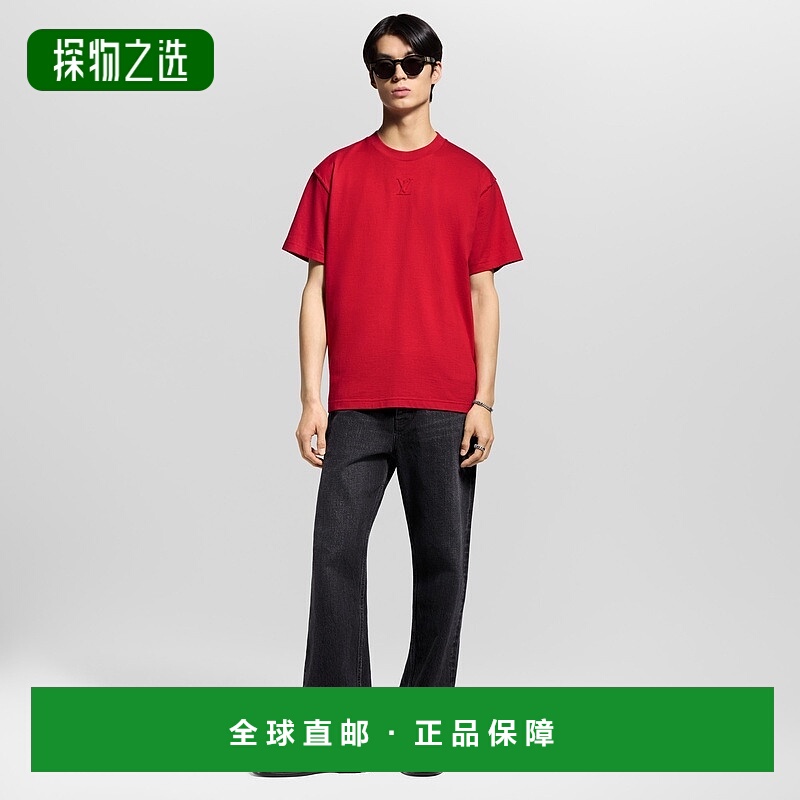 自营欧洲直邮LV路易威登 男士里约红棉压纹logo标识短袖T恤