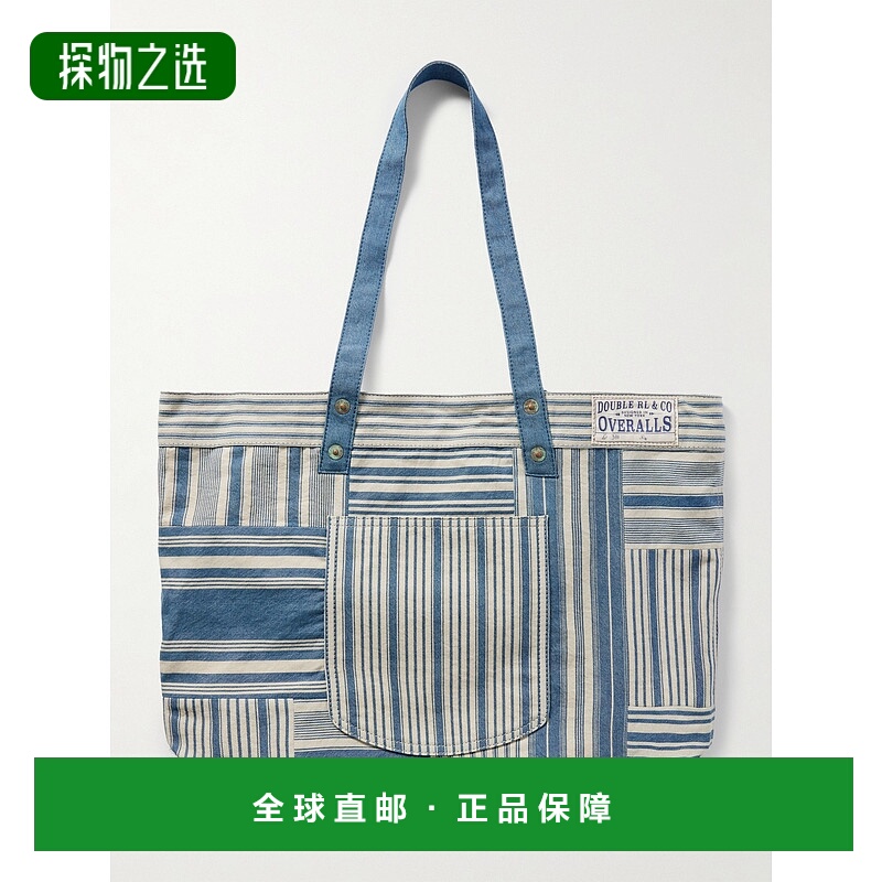 香港直邮1h可退 RRL 拉夫·劳伦RRL 男士 Naval 拼接条纹牛仔布手