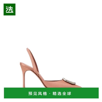 1h可退 香港直邮Amina Muaddi 女士 Camelia 粉色绸缎浅口鞋 CAME