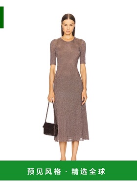 1h可退 香港直邮ULLA JOHNSON 女士 Maxine 短袖针织中长连衣裙 P