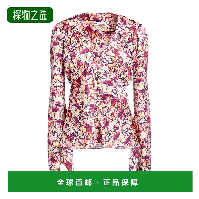 香港直邮Rabanne 女士 Blouses 花朵衬衫 yellow黄色 舒适时尚