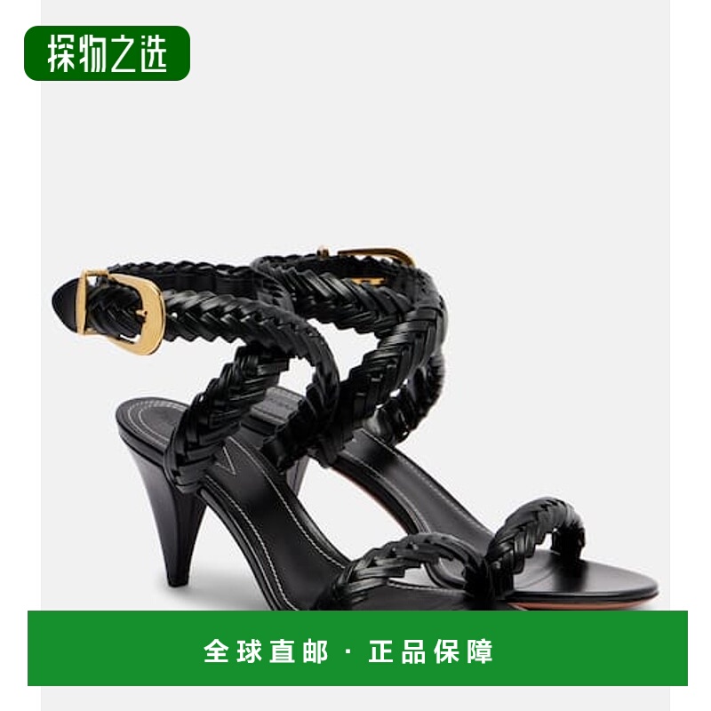 1h可退 香港直邮ZIMMERMANN 女士 Helix 75 编织皮质凉鞋高跟