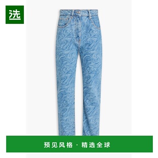 1h可退 香港直邮Iro 女士 印花高腰直筒牛仔裤 WM23VALDENBLV25