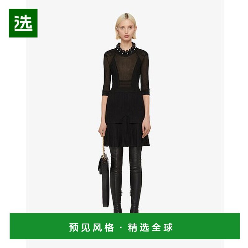 香港直邮Givenchy 重叠效果透明针织连衣裙 BW21GR4ZFD性感