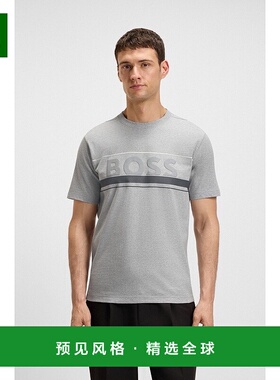 欧洲直邮HUGO BOSS雨果 BOSS GREEN 男士灰色棉质T恤