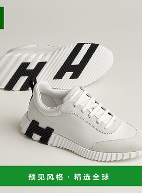 1h可退 欧洲直邮Hermes/爱马仕 男士白色小牛皮/山羊皮休闲运动鞋