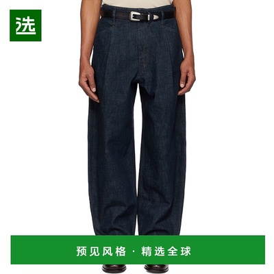 1h可退 香港直邮Lemaire 男士 蓝色 Pleated Workwear 牛仔裤 PA1